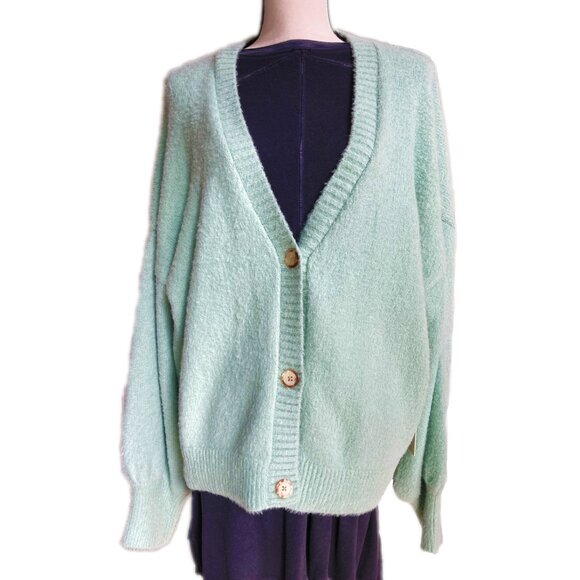 JOIE Cardigan Sweater Mint Green XL Soft Balloon Sleeves NWT - Picture 6 of 11